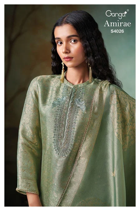 Amirae 4026 By Ganga Bemberg Silk Designer Salwar Suits Wholesale Shop In Surat
