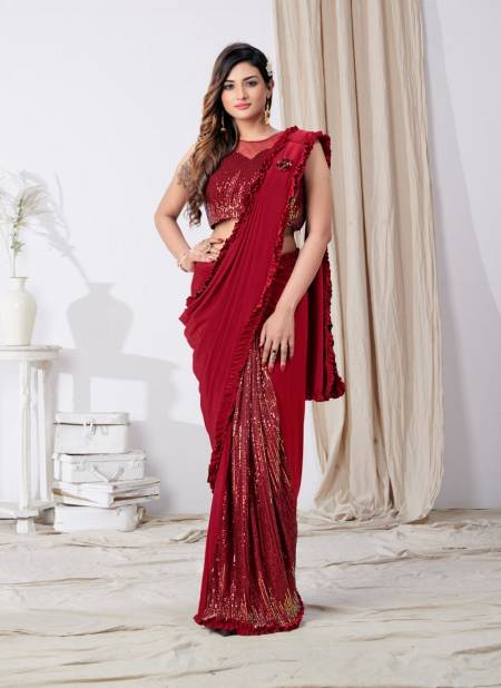 Amoha 101790 Ready To Wear Imported Lycra Desginer Party Saree Wholesale Clothing Suppliers in India Catalog