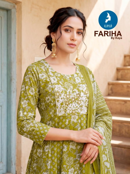 Amrita By Kaya Cotton Printed Online Kurti With Bottom Dupatta Wholesale