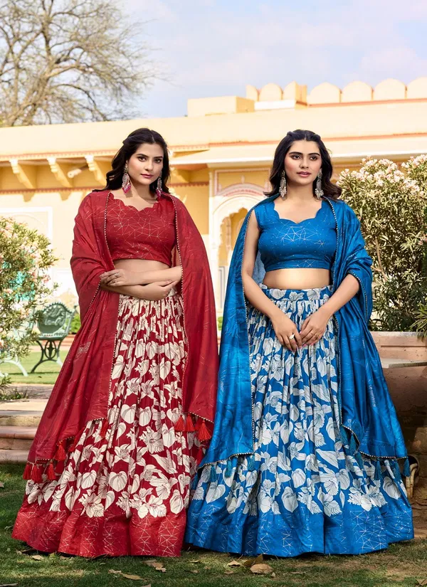 Amrita By LNB Tussar Silk Floral Print Lehenga Choli Wholesale Online