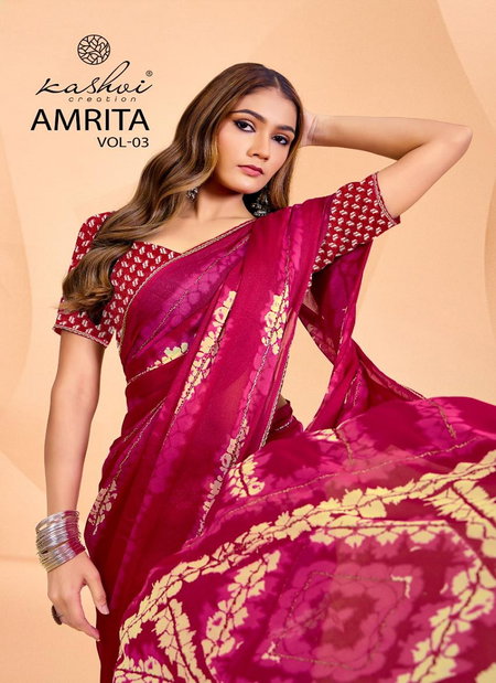 Amrita Vol 3 By Kashvi Dull Moss Daily Wear Sarees Wholesale Online
