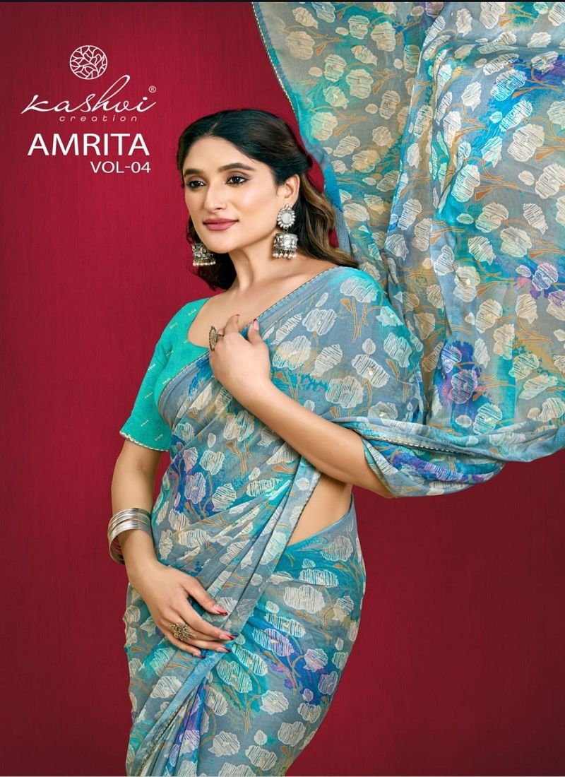 Amrita Vol 4 By Kashvi Dull Moss Daily Wear Sarees Wholesale In India Catalog