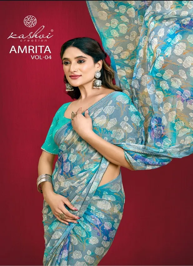 Amrita Vol 4 By Kashvi Dull Moss Daily Wear Sarees Wholesale In India