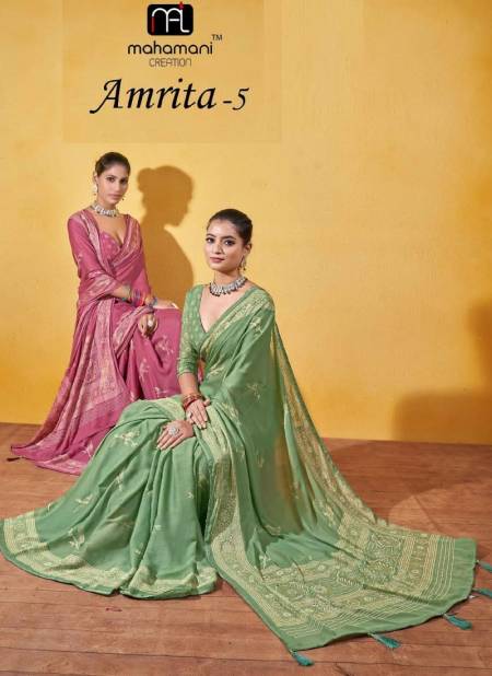 Amrita Vol 5 By Mahamani Doll Moss Printed Sarees Catalog Catalog