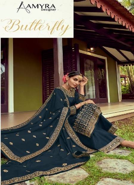 Amyra Designer Butterfly 101 Series Satin Georgette With Heavy Exclusive Embroidery With Fancy Diamond Work Embroidery Salwar Kameez Collection 
 Catalog