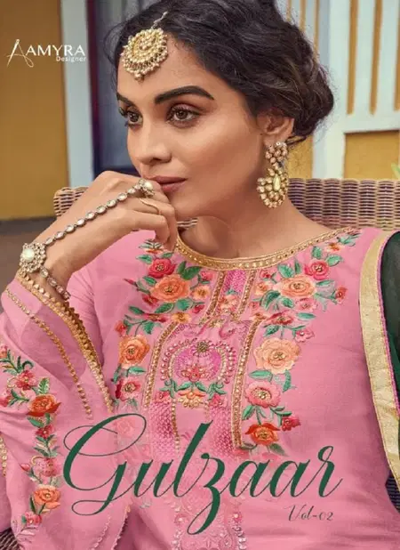 AMYRA GULZAAR VOL-2 Fancy Festive Wear Pure Jam Silk Cotton Heavy Embroidery And Balloon Sleeve With Fancy Diamond Work Salwar kameez Collection Catalog