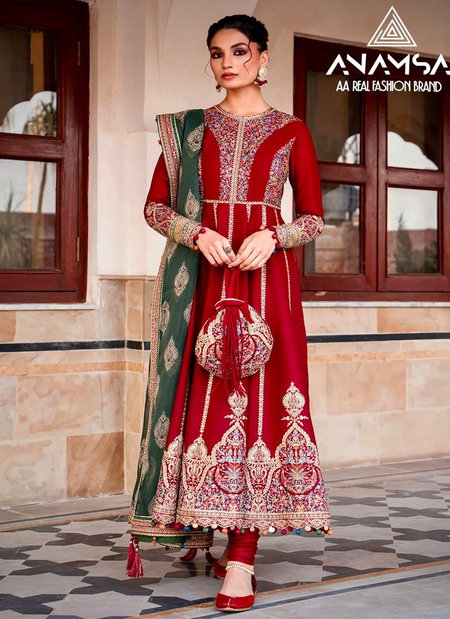 Anamsa 475 Embroidery Rayon Cotton Pakistani Suit Wholesale Shop In Surat
