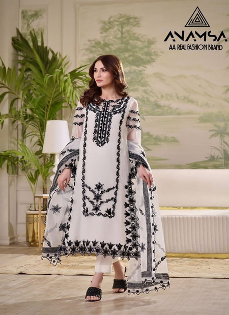 Anamsa 496 Faux Georgette Embroidery Pakistani Suit Wholesale Market In Surat