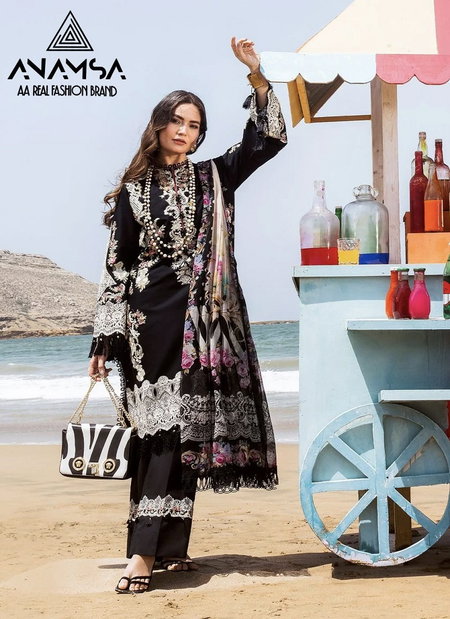 Anamsa 498 Embroidery Rayon Cotton Pakistani Suit Wholesalers In Mumbai
