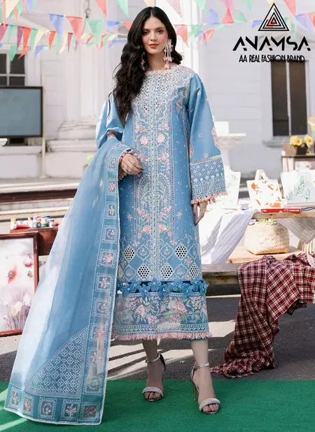 Anamsa 522 Jam Cotton Embroidery Pakistani Suit Wholesale Price In Surat Catalog