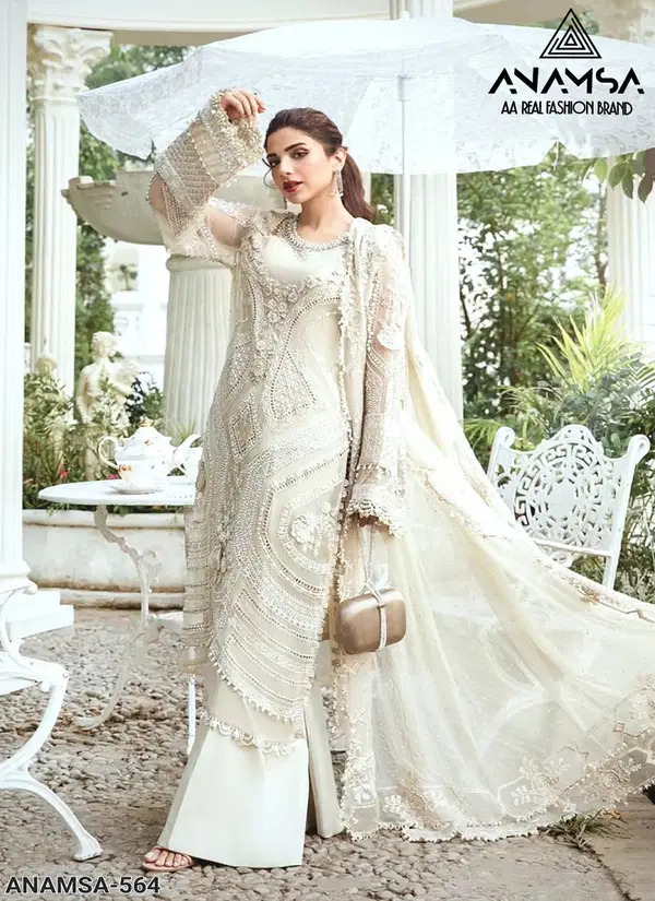 Anamsa 564 Faux Georgette Pakistani Suits Wholesale Price In Surat
