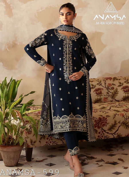 Anamsa 599 Faux Georgette Embroidery Pakistani Suit Suppliers In India Catalog