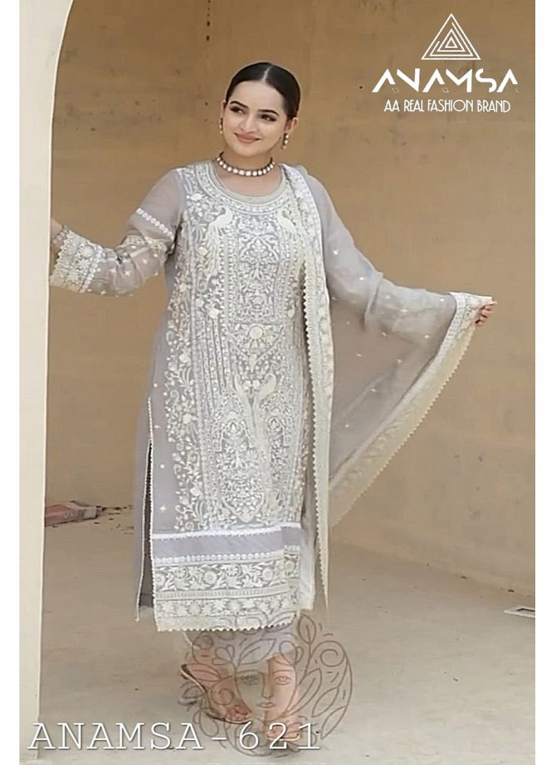 Anamsa 621 Faux Georgette Embroidery Pakistani Suit Suppliers In India Catalog