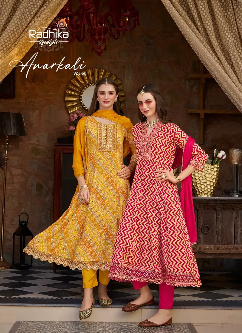 Anarkali Vol 5 By Radhika Rayon Kurti With Bottom Dupatta Orders In India Catalog