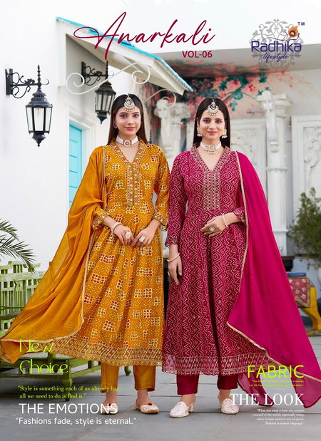 Anarkali Vol 6 By Radhika Rayon Kurti With Bottom Dupatta Online Wholesale