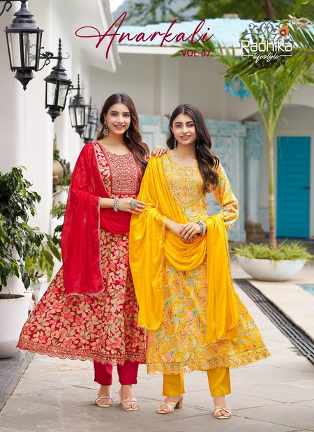 Anarkali Vol 7 By Radhika Rayon Wholesale Anarkali Kurti With Bottom Dupatta In India

