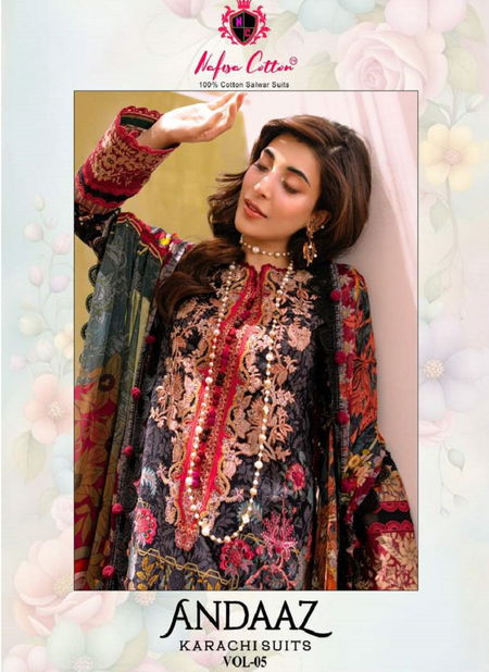 Andaaz Vol 5 By Nafisa Karachi Cotton Dress Material Wholesale Price In Surat
 Catalog