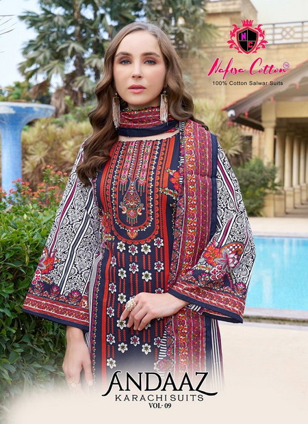 Andaaz Vol 9 By Nafisa Printed Karachi Cotton Dress Material Suppliers In India