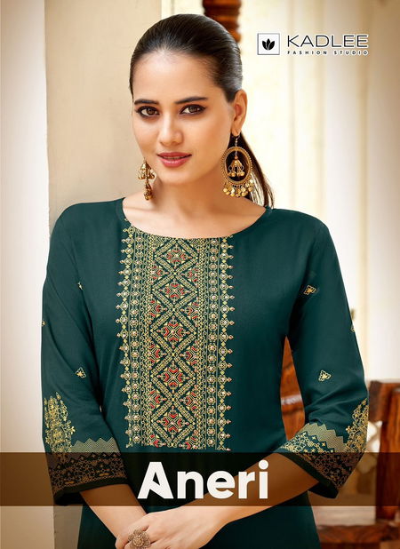 Aneri By Kadlee Rayon Designer Kurtis Wholesale Price In Surat Catalog