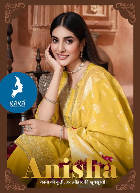 Anisha By Kaya Chanderi Jacquard Kurti With Bottom Dupatta Orders In India