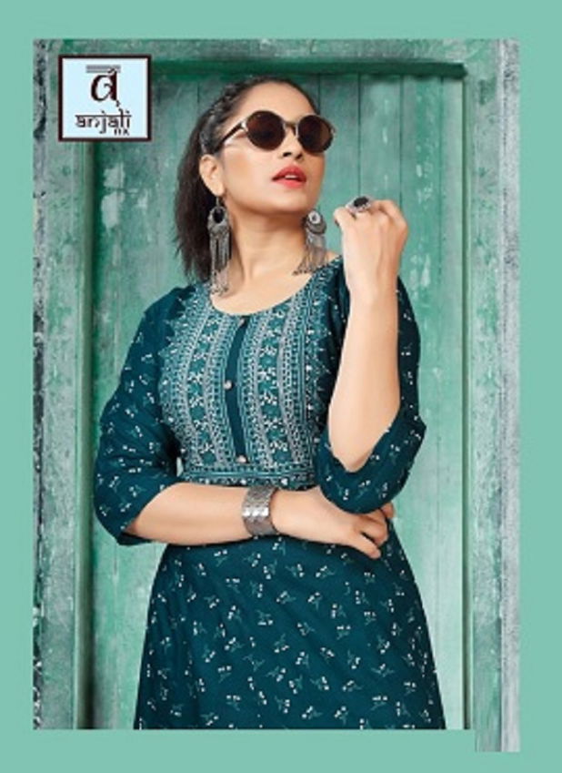 Anjali Libas Latest Regular Wear Rayon Printed Designer Kurtis Collection