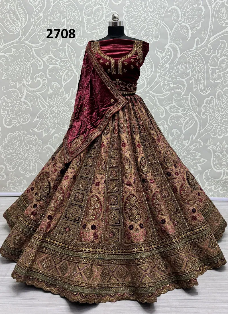 Anjani Art  2708 Brocade Soft Silk Bridal Lehenga Choli Suppliers In India Catalog