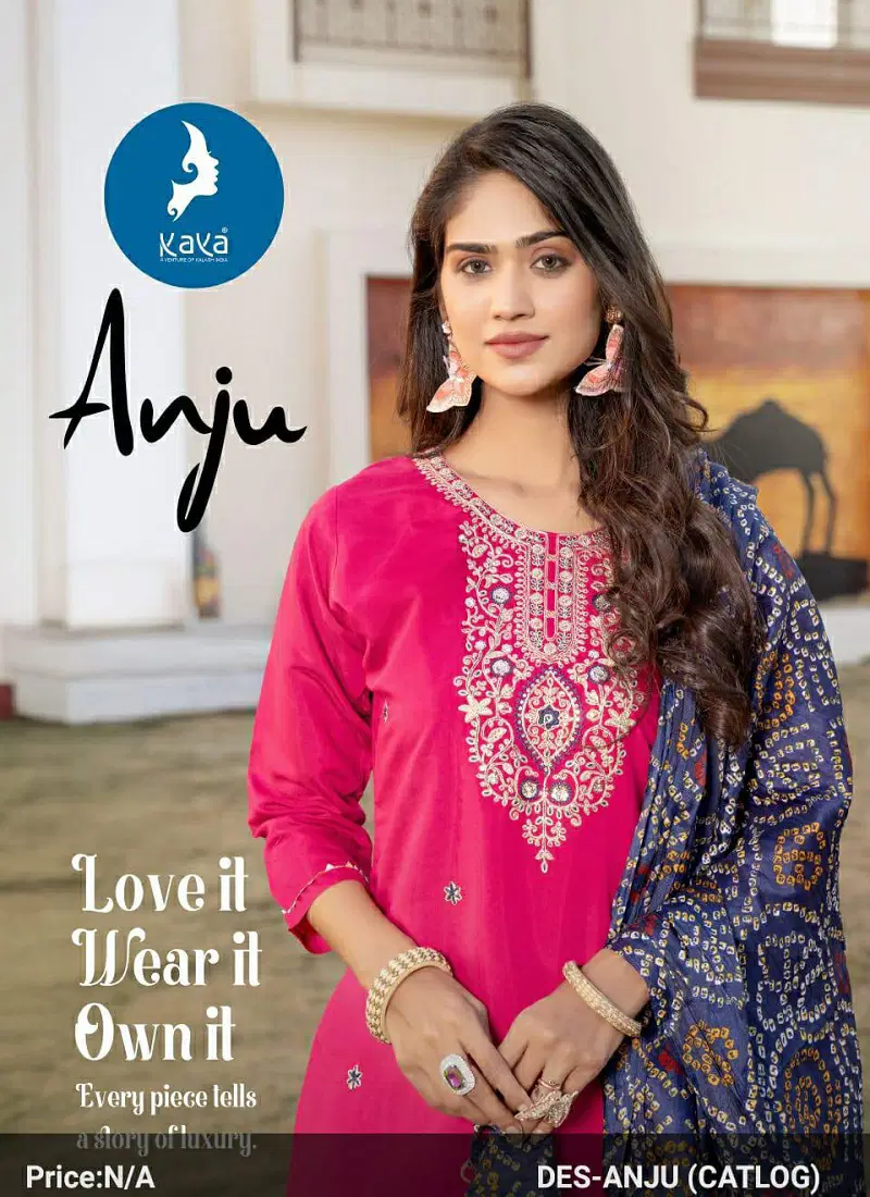 Anju By Kaya Roman Silk Kurti With Bottom Dupatta Wholesale Shop In Surat Catalog