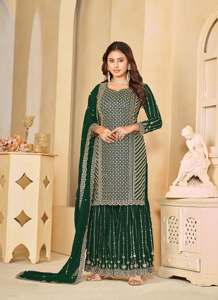 Anjubaa Vol 28 Faux Georgette Wedding Wear Sharara Suit Wholesale Price In Surat
 Catalog