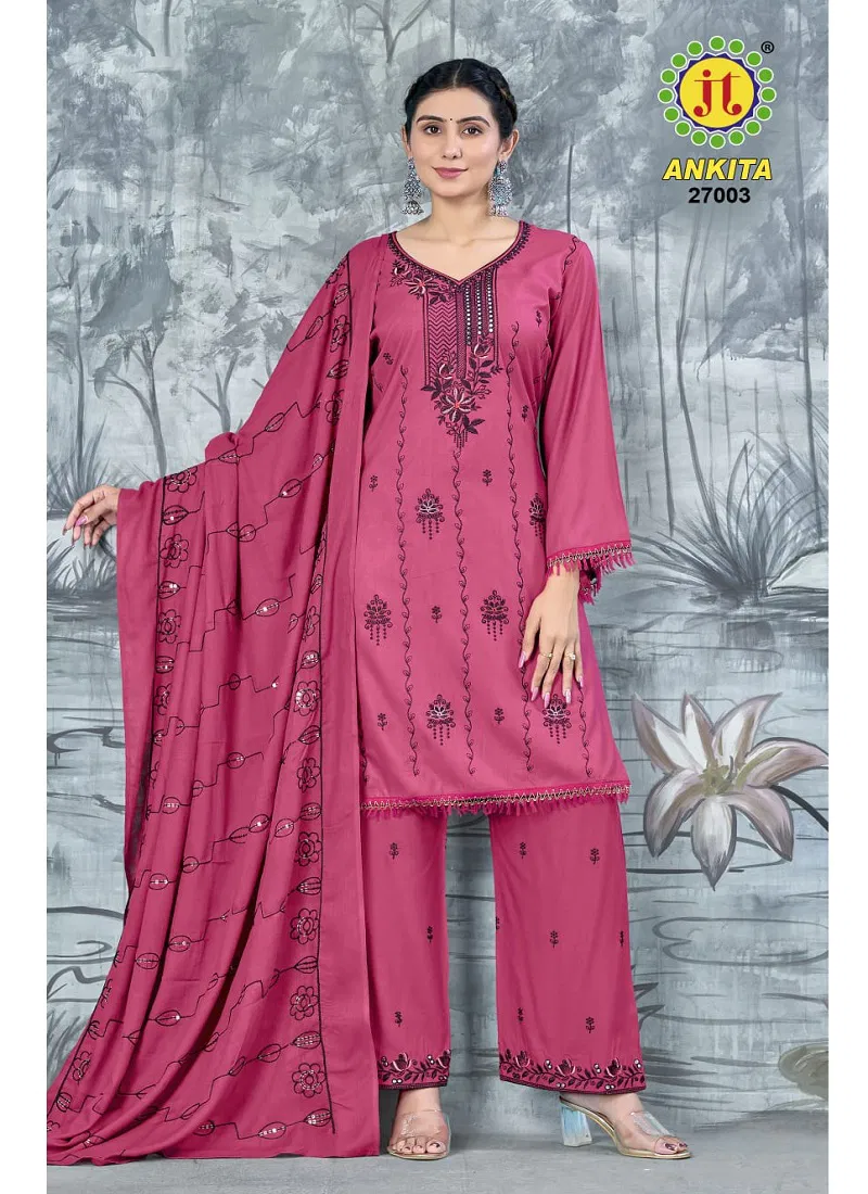 Ankita Vol 27 By Jt Rayon Embroidery Dress Material Wholesalers In Mumbai Catalog