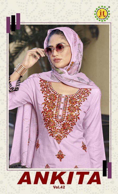 Ankita Vol 42 By Jt Rayon Embroidered Dress Material Wholesale Clothing Distributors In India