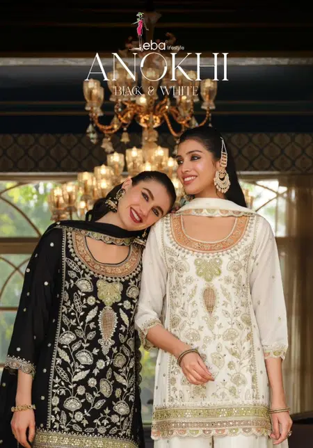 Anokhi Black And White By Eba Chinon Best Readymade Suits Wholesale Shop In Surat
