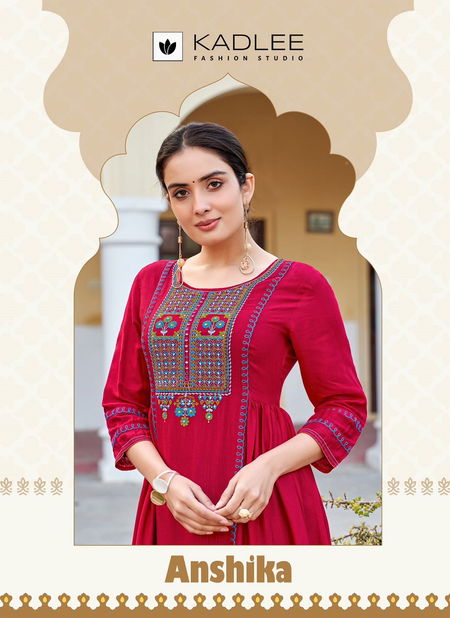 Anshika By Kadlee Rayon Weaving Embroidery Kurti Wholesale Shop In Surat Catalog