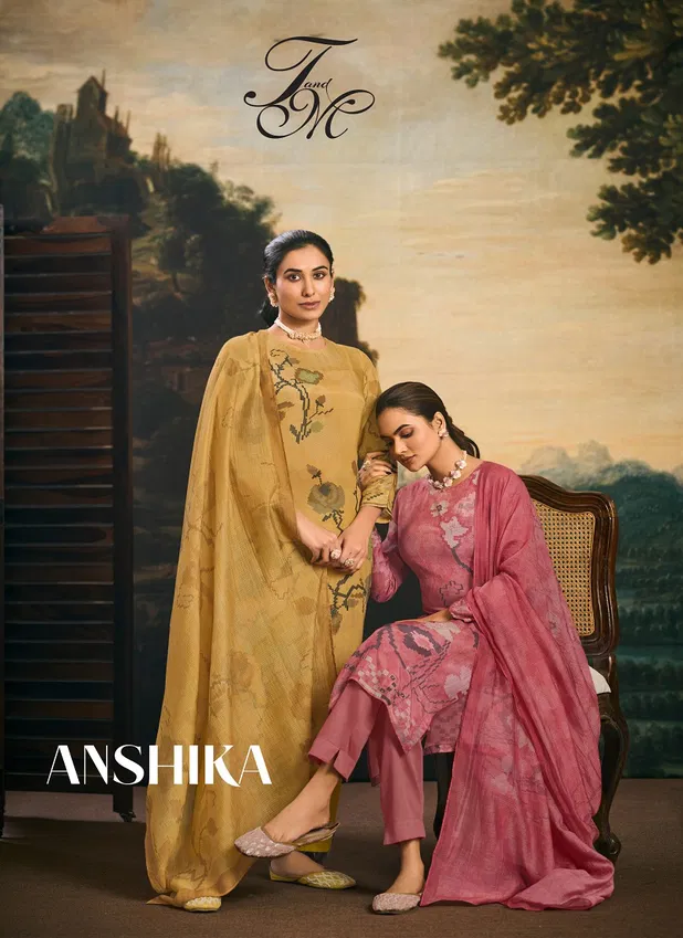 Anshika By T&M Muslin Silk Printed Dress Material Wholesale Shop In Surat