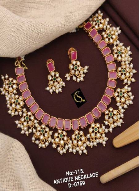 Antique Color Diamond  Function Wear Necklace Set Wholesale Price In Surat
