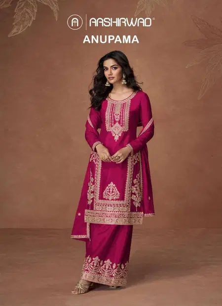 Anupama By Aashirwad Chinon Silk Designer Online Readymade Suits Wholesale