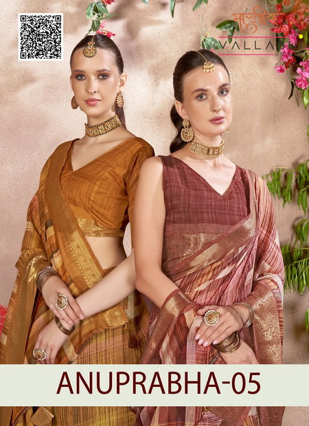 Anuprabha 05 By Vallabhi Linen Printed Sarees Wholesale Shop In Surat
