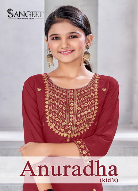 Anuradha By Sangeet Viscose Rayon Kids Girls Wear Kurti With Bottom Set Wholesale Online