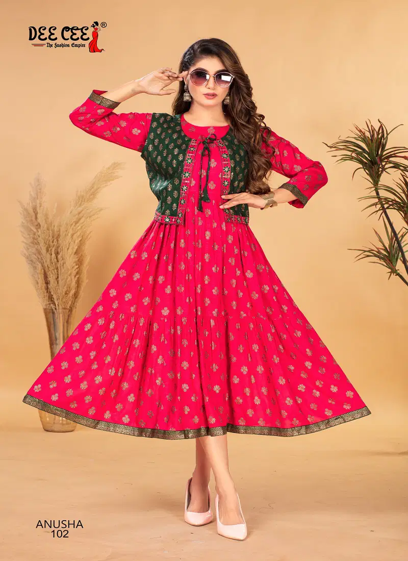 Anusha By Deecee Fancy Printed Rayon Anarkali Kurtis Suppliers In Mumbai Catalog