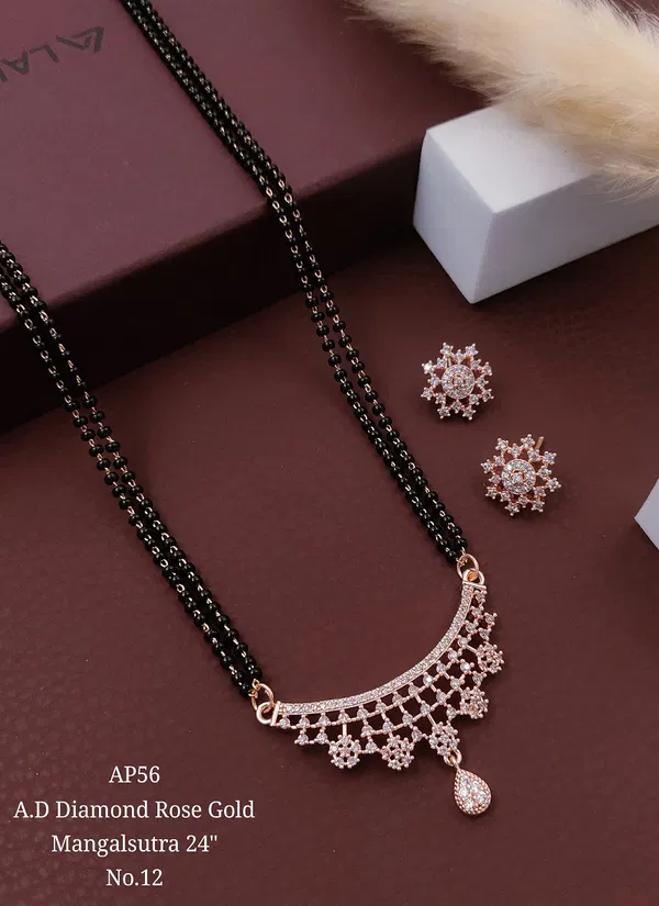 AP5 Designer AD Diamond Rose Gold Mangalsutra Wholesale Shop In Surat
