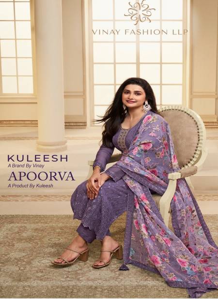 Apoorva By Vinay Kuleesh Organza Designer Salwar Suits Wholesale Price In Surat Catalog