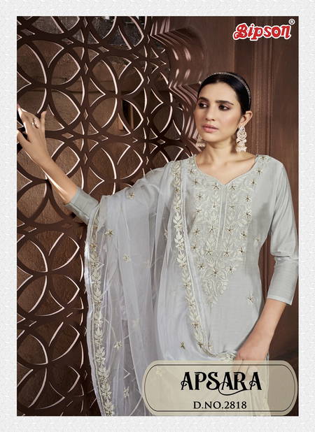 Apsara 2818 By Bipson Roman Silk Embroidery Dress Material Wholesale Market In Surat 	 Catalog