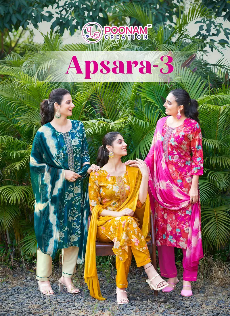 Apsara Vol 3 By Poonam Rayon Foil Printed Kurti With Bottom Dupatta Orders In India Catalog