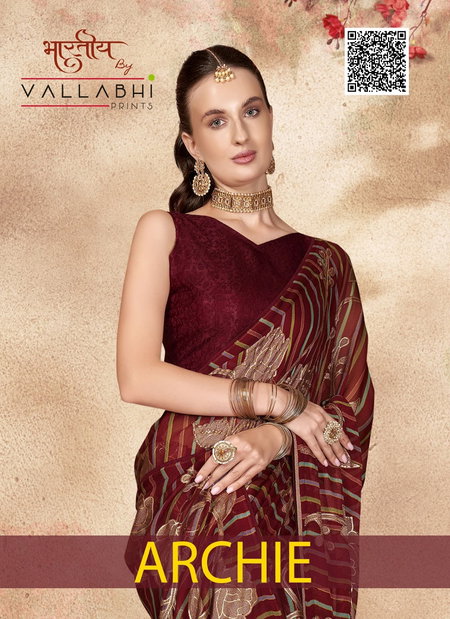 Archie By Vallabhi Floral Printed Brasso Sarees Wholesale Shop In Surat