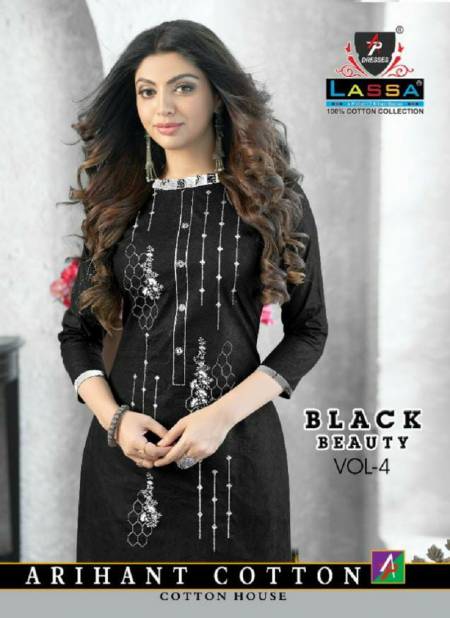 Arihant Lassa Black Beauty Printed Cotton Fancy Casual Wear Dress Material Collection
 Catalog