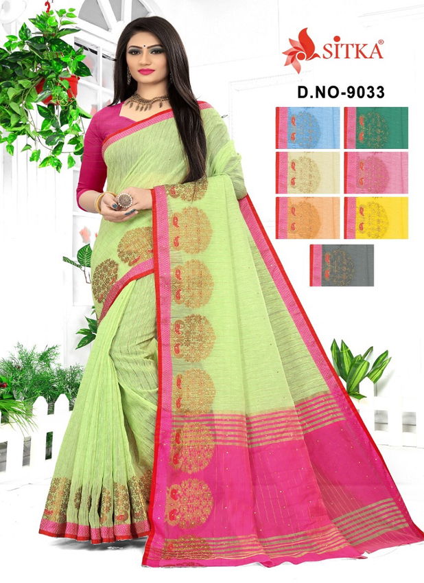 Arohi 9033 Latest Fancy Casual Wear Cotton Silk Stone Work Sarees Collection
