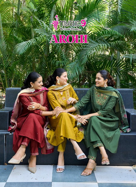 Arohi Vol 1 by Mystic 9 Vertican Dobby Wholesale Kurti With Bottom Dupatta In India