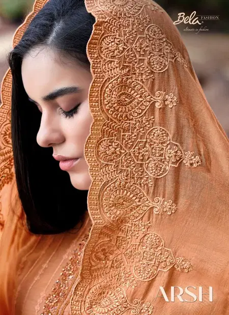 Arsh By Bela Pure Muslin Embroidery Fancy Suits Wholesale Market In Surat