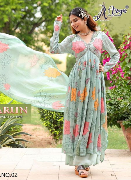 Arun By Arya Heavy Georgette Printed Alia Cut Readymade Catalog Catalog