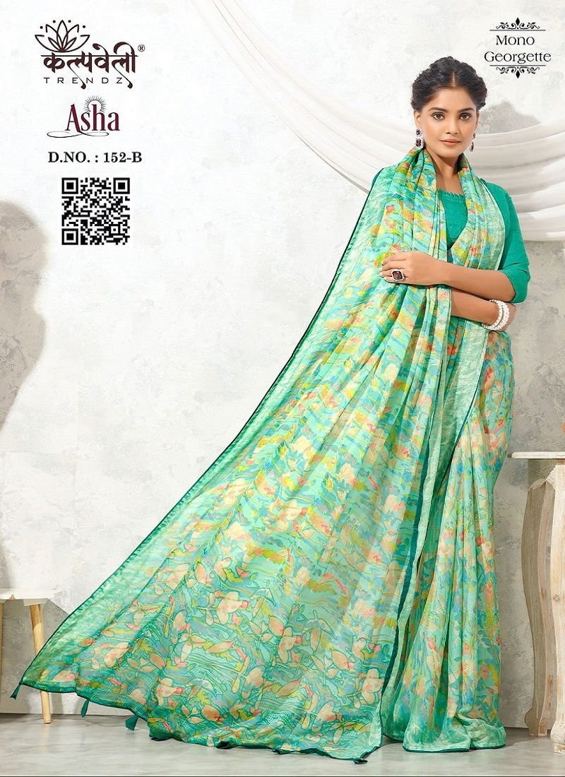 Asha 152 By Kalpatru Printed Mono Georgette Sarees Wholesale Price In Surat Catalog