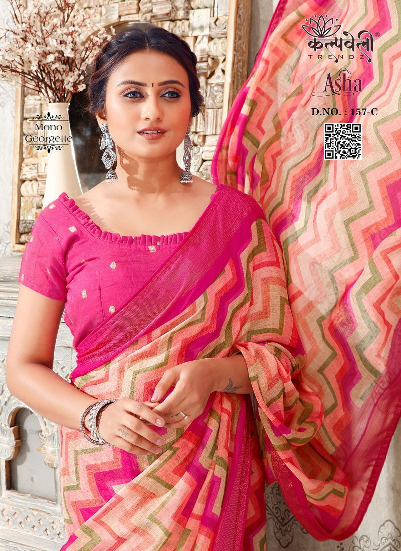 Asha 157 Daily Wear Mono Chiffon Printed Sarees Wholesale Shop In Surat Catalog